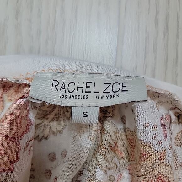 Rachel Zoe Top S Paisley Print Crochet Balloon Sleeve Cropped Linen Peasant - Picture 10 of 15